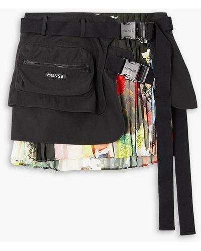 Monse Pouch layered printed canvas and twill mini skirt - Schwarz