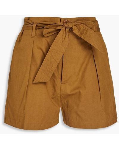 Antik Batik Kira Belted Pleated Cotton Shorts - Natural