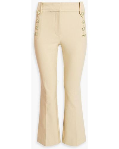 10 Crosby Derek Lam Button-embellished Cotton-blend Twill Kick-flare Trousers - Natural