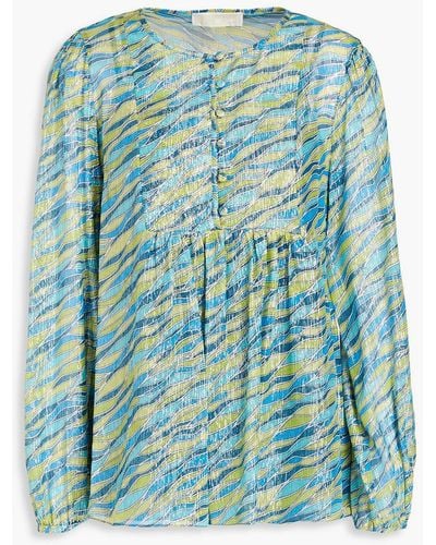 MICHAEL Michael Kors Metallic printed silk-blend jacquard blouse - Grün
