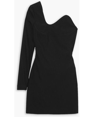 Preen By Thornton Bregazzi Mila One-sleeve Stretch-crepe Mini Dress - Black