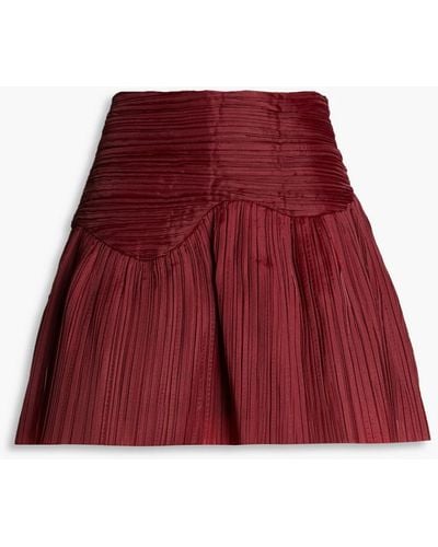 Aje. Laurier Wave Plissé-organza Mini Skirt - Red