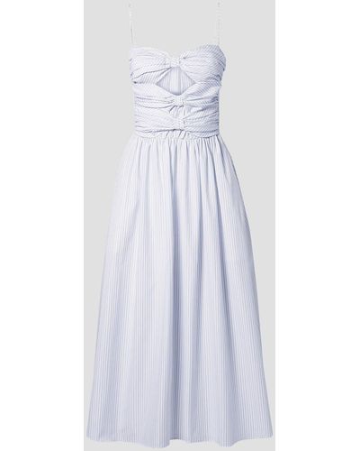 Adam Lippes Cutout Pinstriped Cotton-poplin Midi Dress - White