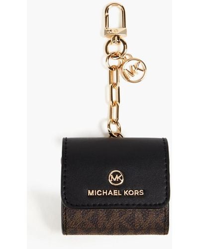 MICHAEL Michael Kors Printed Faux Smooth And Textured-leather Airpods Case - Black