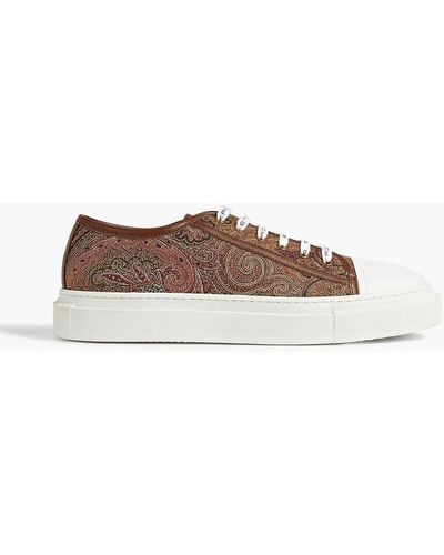 Etro Leather-trimmed Printed Canvas Sneakers - Brown