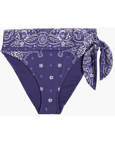 Zimmermann Paisley-print High-rise Bikini Briefs - Purple