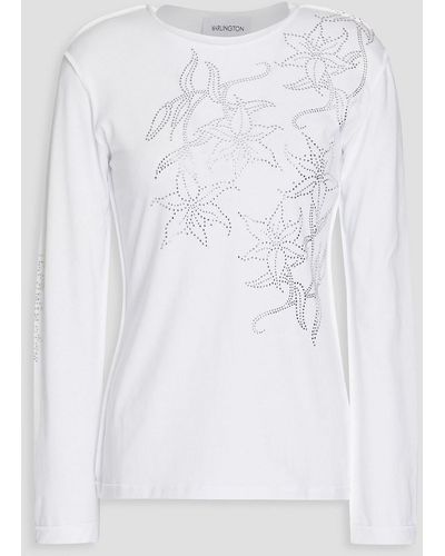 16Arlington Crystal-embellished Cotton-jersey Top - White