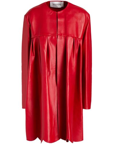 Valentino Garavani Pleated Leather Jacket - Red