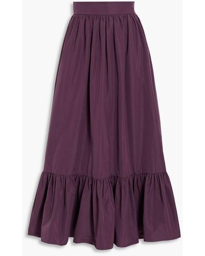 Valentino Garavani Gathered Cotton-blend Faille Maxi Skirt - Purple