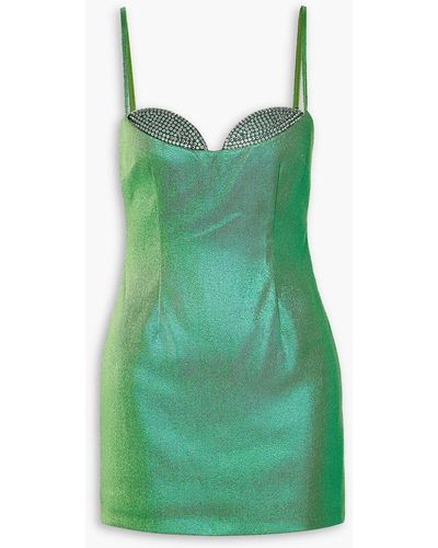 Area Crystal-embellished Metallic Jersey Mini Dress - Green