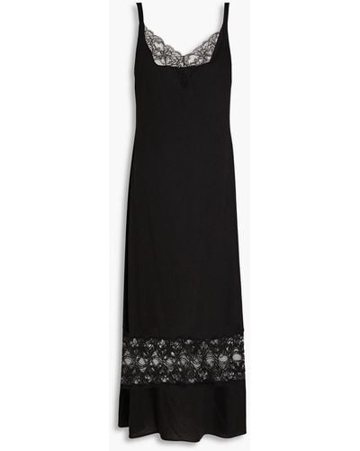 Boutique Moschino Lace-paneled Lyocell-blend Crepe Midi Dress - Black