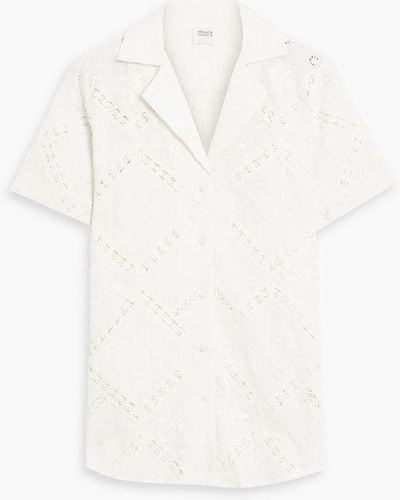 Hemant & Nandita Broderie Anglaise-trimmed Fil Coupé Cotton Shirt - White