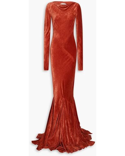 Rick Owens Glenda Draped Velvet Gown - Red
