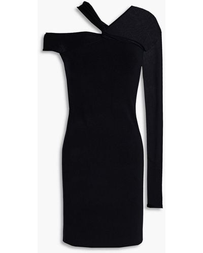 Helmut Lang One-sleeve Ponte-paneled Knitted Mini Dress - Black