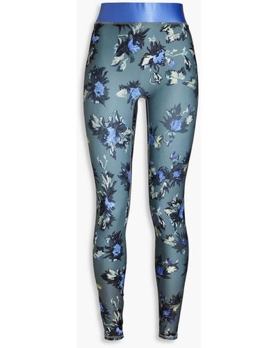 Heroine Sport Cropped Floral-print Stretch-jersey leggings - Blue