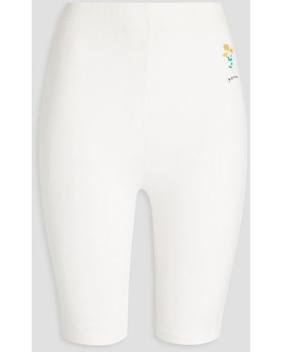 Meadows Embroidered Ribbed Jersey Shorts - White