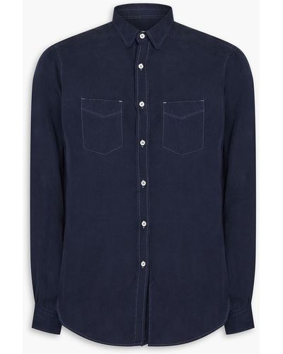 Officine Generale Lipp Washed Lyocell Shirt - Blue