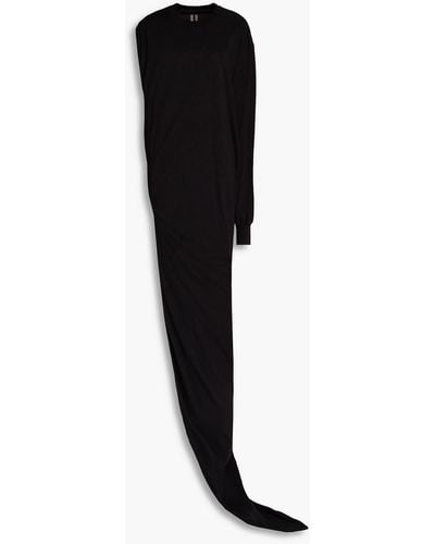 Rick Owens One-sleeve Twisted Cotton-jersey Maxi Dress - Black
