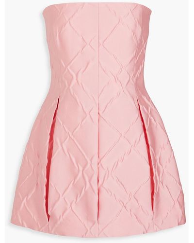Emilia Wickstead Trägerloses minikleid aus cloqué mit falten - Pink