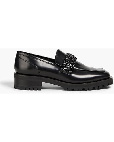 Elleme Ruched Leather Loafers - Black