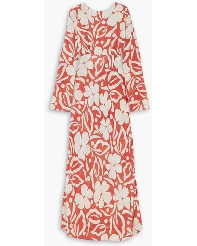 Faithfull The Brand Shiva Open-back Floral-print Voile Maxi Dress - Red