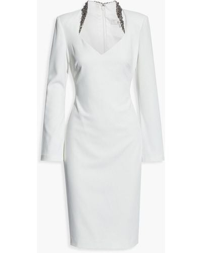 Badgley Mischka Embellished Crepe Dress - White