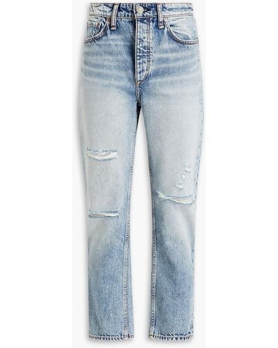 Rag & Bone Nina Distressed High-rise Straight-leg Jeans - Blue