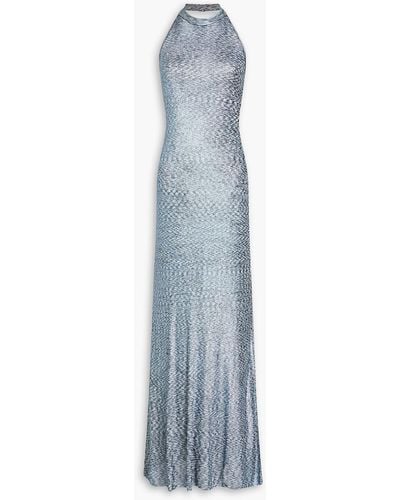 Missoni Metallic Crochet-knit Halterneck Maxi Dress - Blue