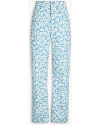 RE/DONE 70s Floral-print Cotton-canvas Bootcut Trousers - Blue