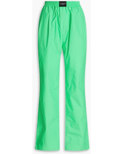 T By Alexander Wang Boxer Cotton-poplin Straight-leg Trousers - Green