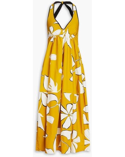 Gentry Portofino Floral-print Cotton-poplin Midi Dress - Yellow