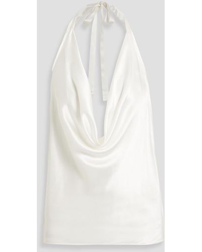 Cami NYC Jackie Draped Silk-satin Halterneck Top - White