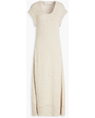 By Malene Birger Satsu Bouclé-knit Cotton And Linen-blend Midi Dress - White