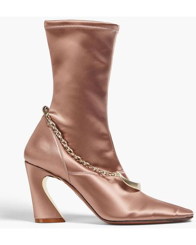 Zimmermann Chain-embellished Satin Sock Boots - Brown