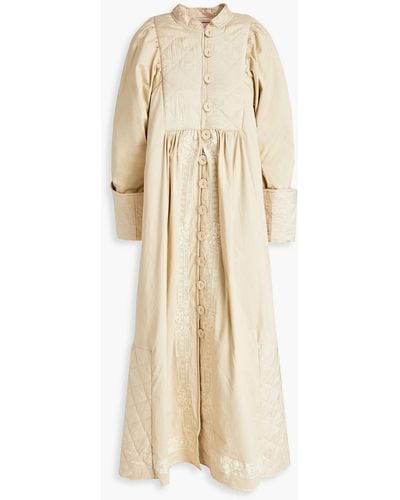 byTiMo Embroidered Cotton-blend Sateen Coat - Natural