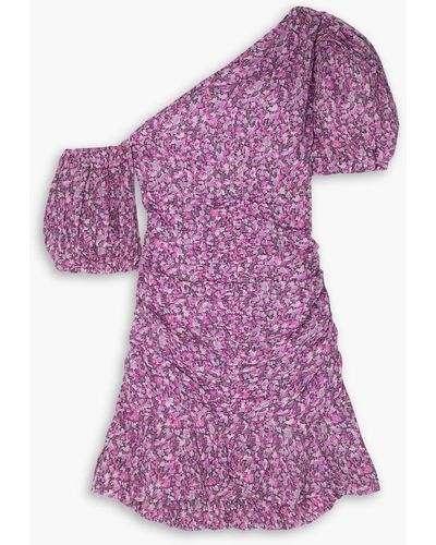 Isabel Marant Lecia Asymmetric Printed Cotton-voile Mini Dress - Purple
