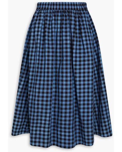 Alex Mill Gathered Gingham Cotton Skirt - Blue