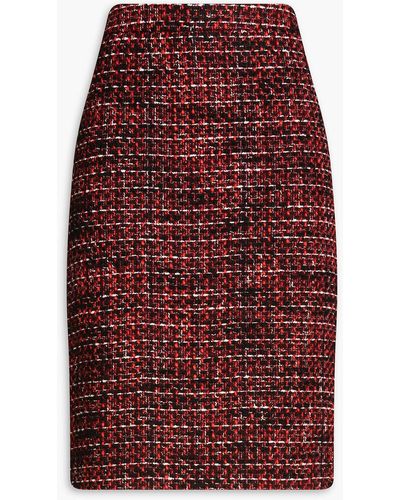 Boutique Moschino Bouclé-tweed Pencil Skirt - Red