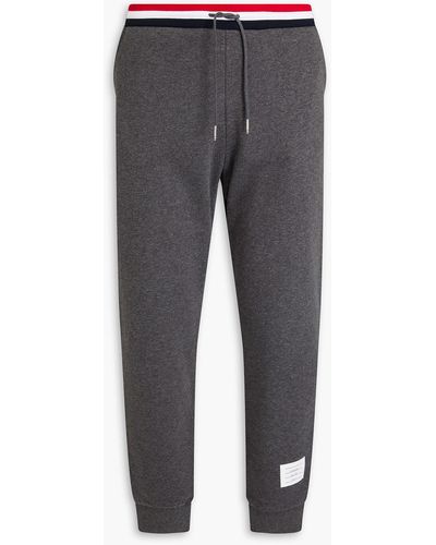 Thom Browne Striped French Cotton-terry Track Trousers - Grey