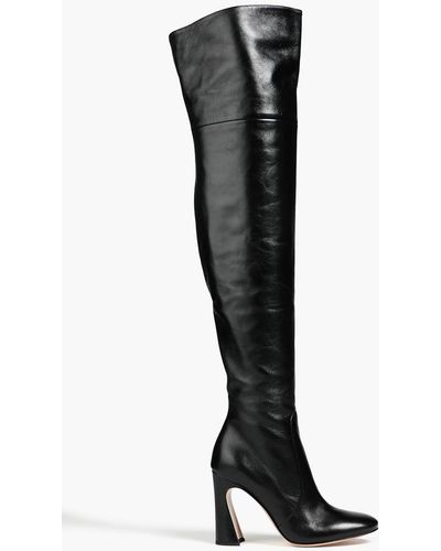 Gianvito Rossi Licett Leather Thigh Boots - Black