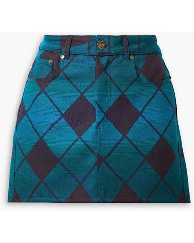 Ahluwalia Argyle Wool-piqué Mini Skirt - Blue