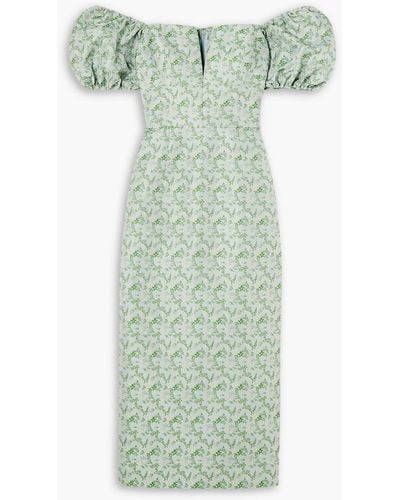 Markarian Yvette Floral-brocade Midi Dress - Green