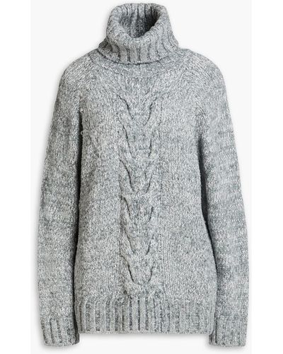 Dolce & Gabbana Metallic Cable-knit Turtleneck Jumper - Grey