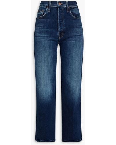 Mother Faded High-rise Straight-leg Jeans - Blue