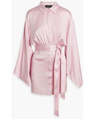 retroféte Scottie Stretch-silk Satin Mini Shirt Dress - Pink