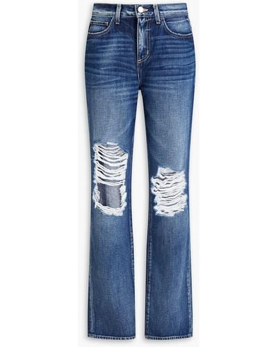 L'Agence Rockie ripped hoch sitzende jeans mit geradem bein in distressed-optik - Blau