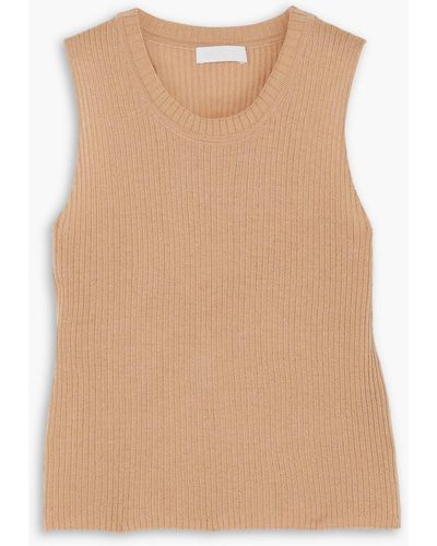 SABLYN Angie Cropped Ribbed Cashmere Tank - Natural