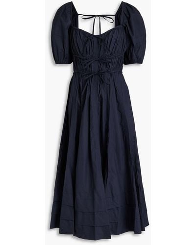 Ulla Johnson Palma Gathered Cotton-poplin Midi Dress - Blue