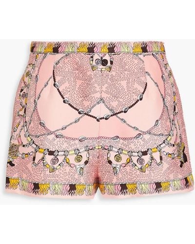 Emilio Pucci Printed Silk-twill Shorts - Pink