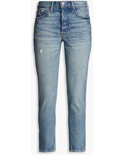 GRLFRND Karolina hoch sitzende skinny jeans in distressed-optik - Blau